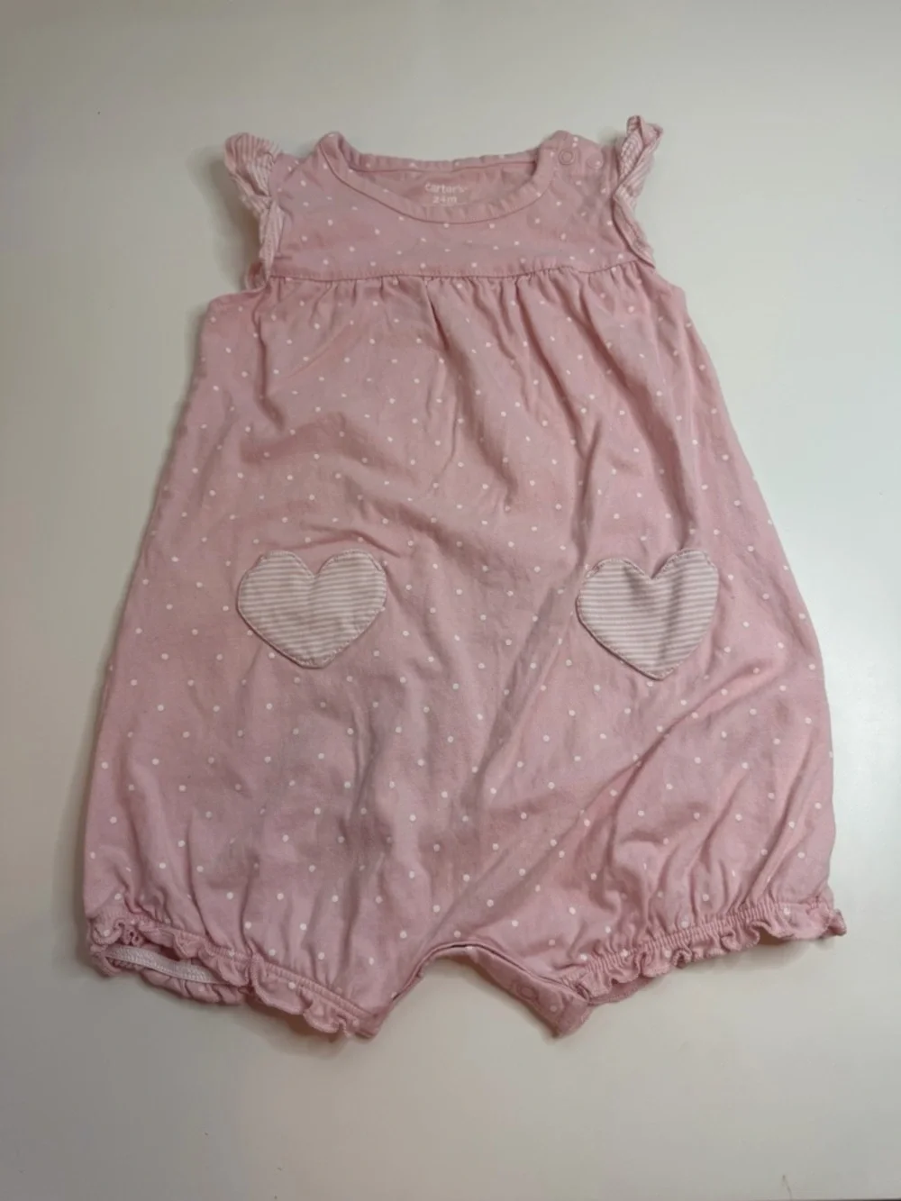 Carter's Pink Polka Dot Heart One-Piece Bodysuit